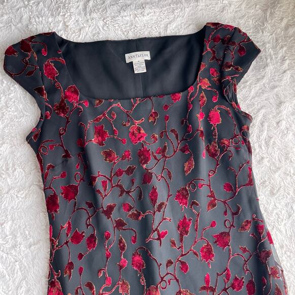 Vintage velvet burnout floral prom formal dress maxi gown Ann Taylor 90s Y2K - Picture 6 of 14